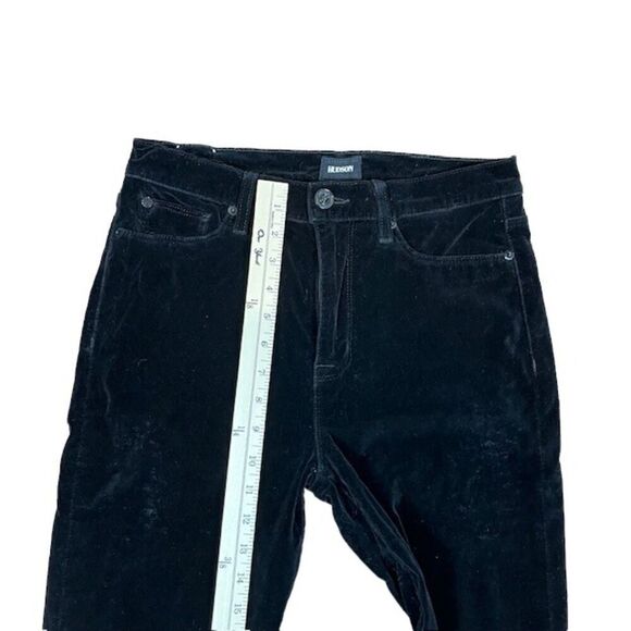 Hudson Nix High Rise Lace Hem Black Velvet Cropped Skinny Pants Size 29 - Picture 5 of 14